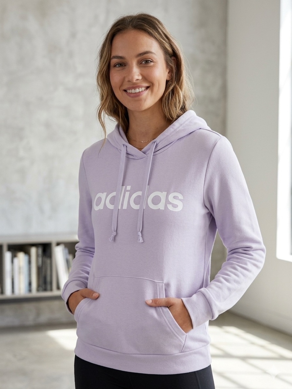 adidas Women's Light Lavender Logo Pullover Hoodie